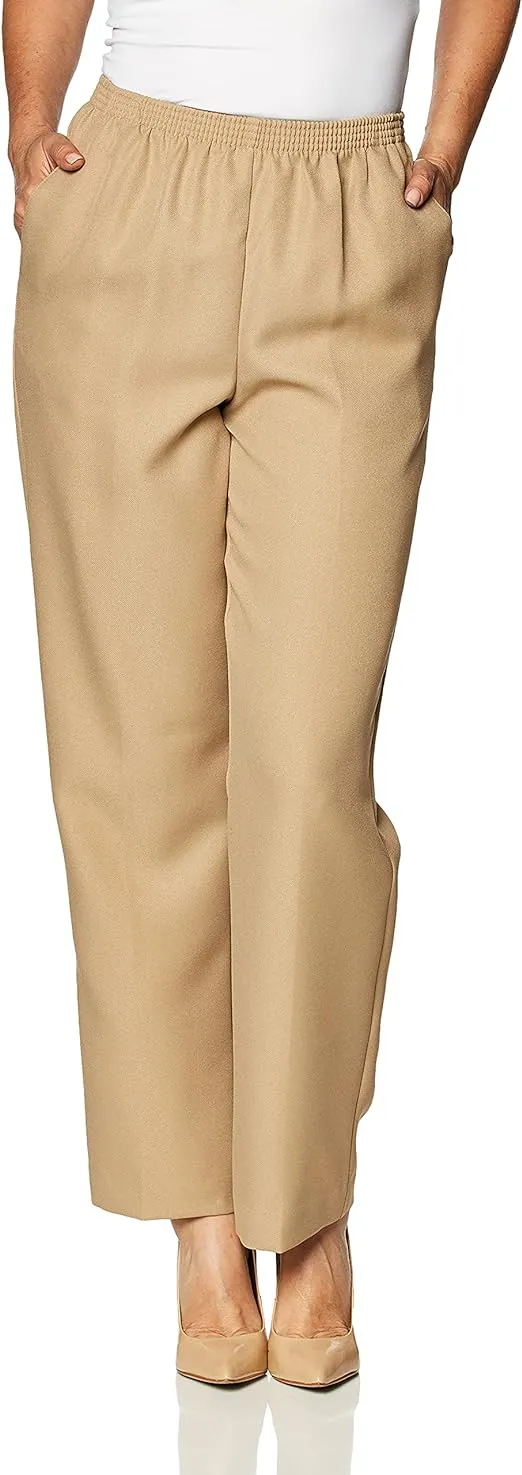 Alfred Dunner Tan Grandma Coastal Straight Leg Pants