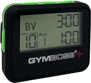 Gymboss Plus Intervall Timer und Stoppuhr Uhrenarmband - Bundle (SCHWARZ/GRÜN SOFTBESCHICHTUNG)