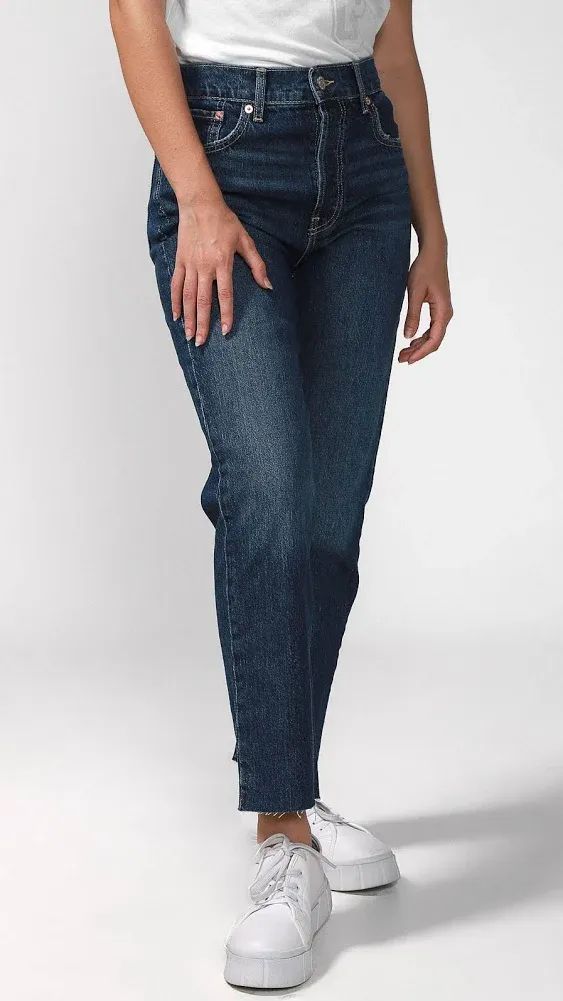 High Rise Cheeky Straight Jeans with Washwell