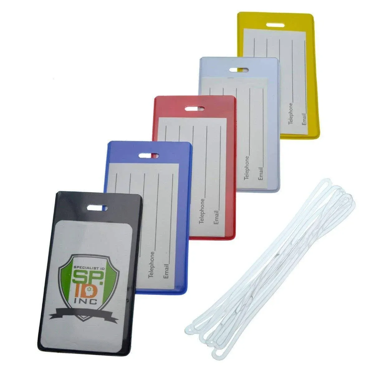 5 Pack - Slim and Sturdy Flexible Backpack &amp; Airline Luggage ID Bag Tags -