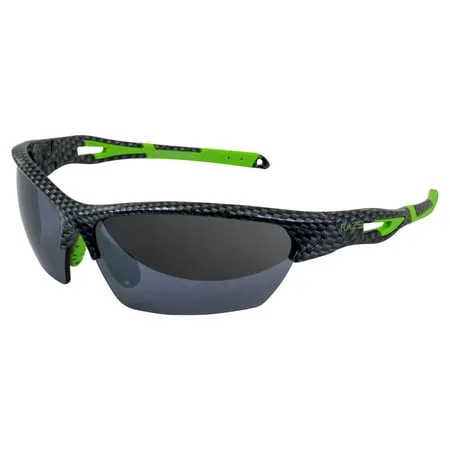 Raze Eyewear Pursuit Sports Sunglasses for Men or Women Carbon Fiber Print Gloss Frame w/Smoke Lens