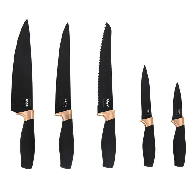 Safdie &amp; Co. Knife 6 Piece Set With Acrylic Stand Black Matt