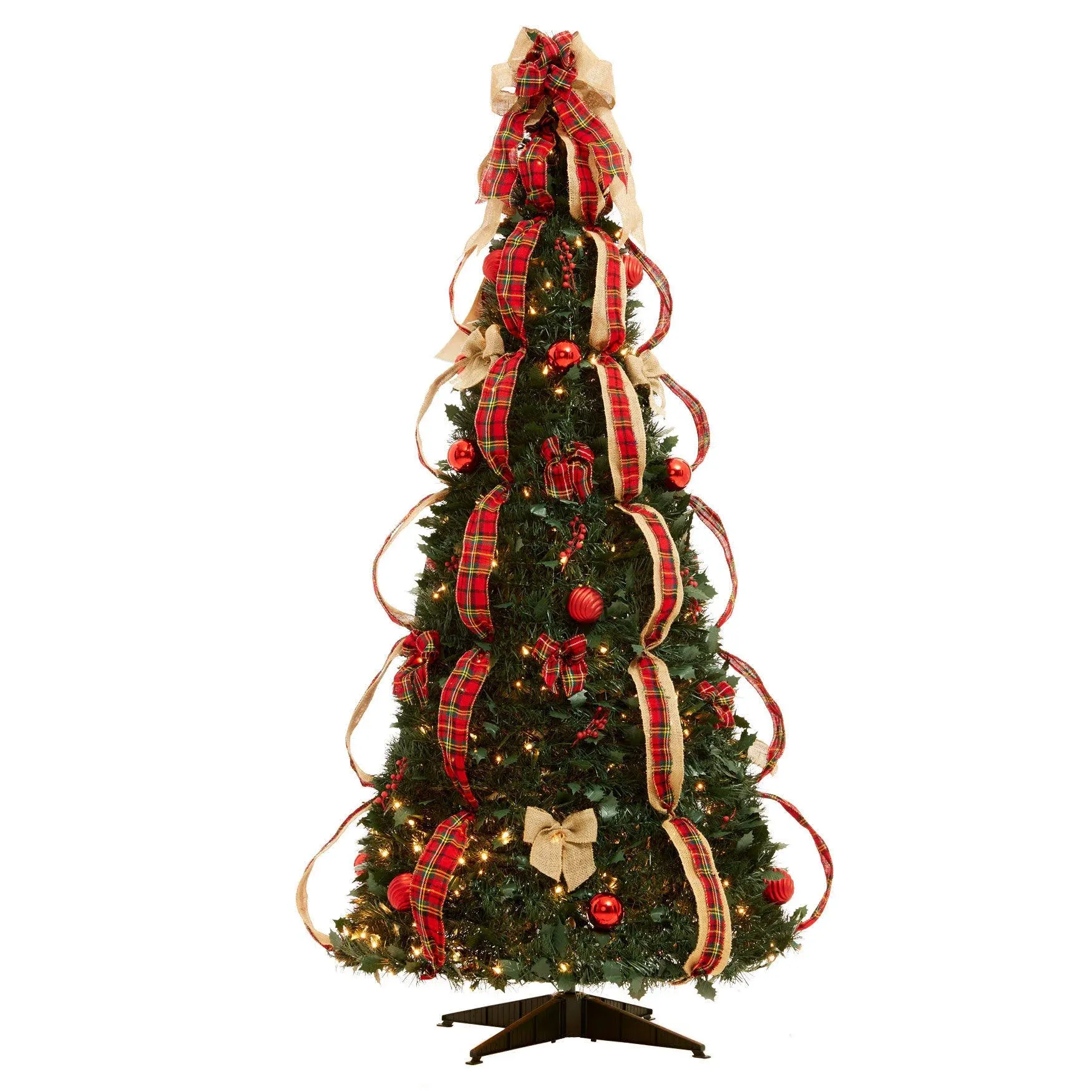 BrylaneHome Fully Decorated Pre-Lit 6 Foot Pop-Up Christmas Tree