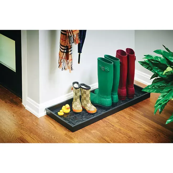 BIRDROCK HOME Rubber Boot Tray - 34 inch Decorative Boot Tray for Entryway Indoor - Shoe Tray