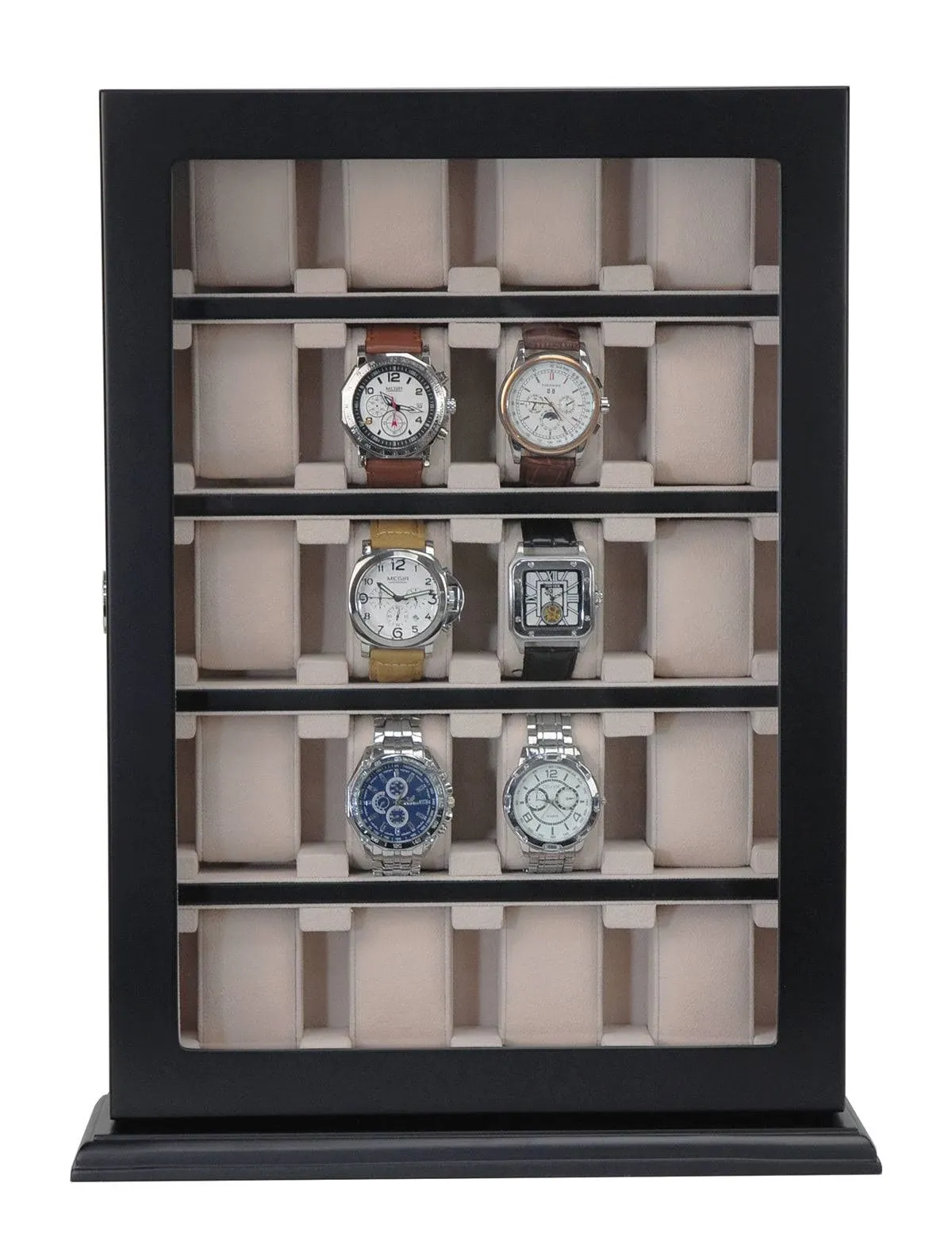 TimelyBuys 20 Piece Black Ebony Wood Watch Display