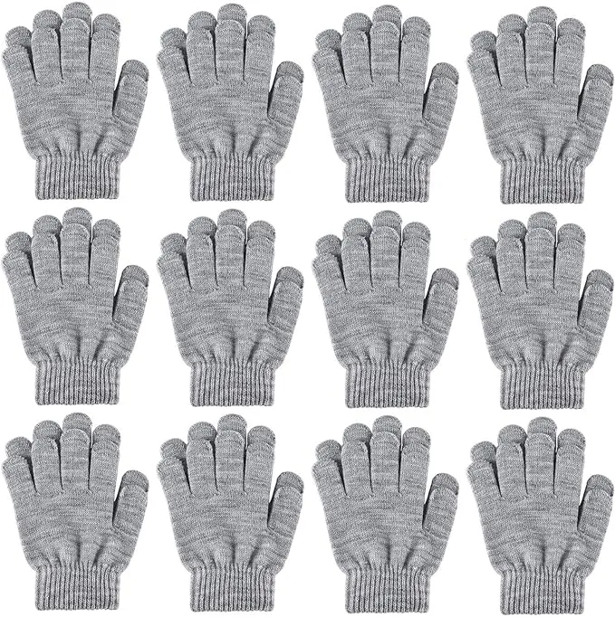 Cooraby 12 Pairs Kid's Winter Magic Gloves Children Stretchy Warm Magic Gloves Boys or Girls Knit Gloves