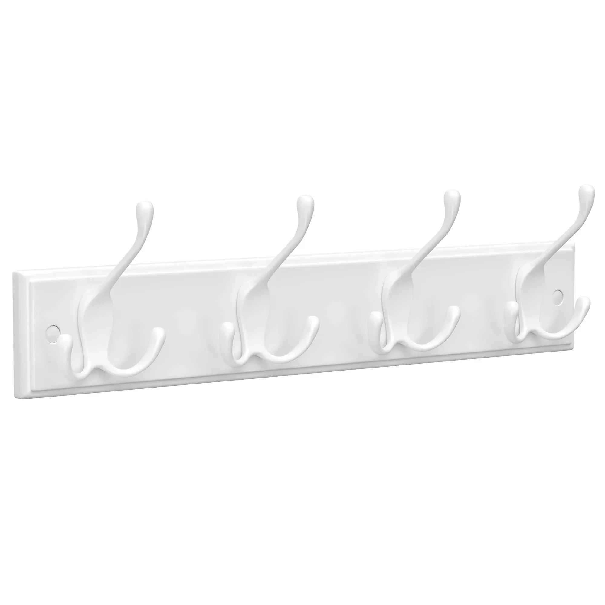 SONGMICS Wall-Mounted Coat Rack - Hook Rack with 4 Tri-Hooks - White