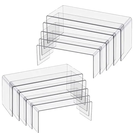 FAZMoss 2 Sets Clear Acrylic Display Stand, 5 Sizes, Clear Acrylic Display Risers ...