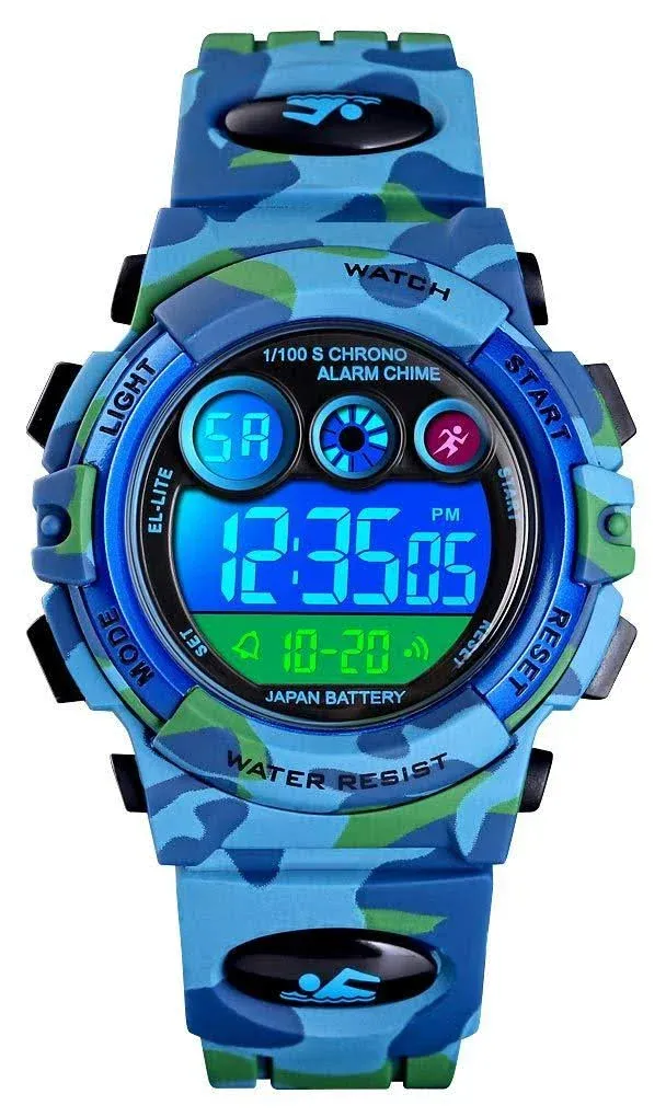 FIZILI Boys Watch Digital Sports Waterproof Outdoor Kids Watches Alarm Clock 12/24 H Stopwatch Calendar 3-15 Year Old Boys Girls Wristwatch