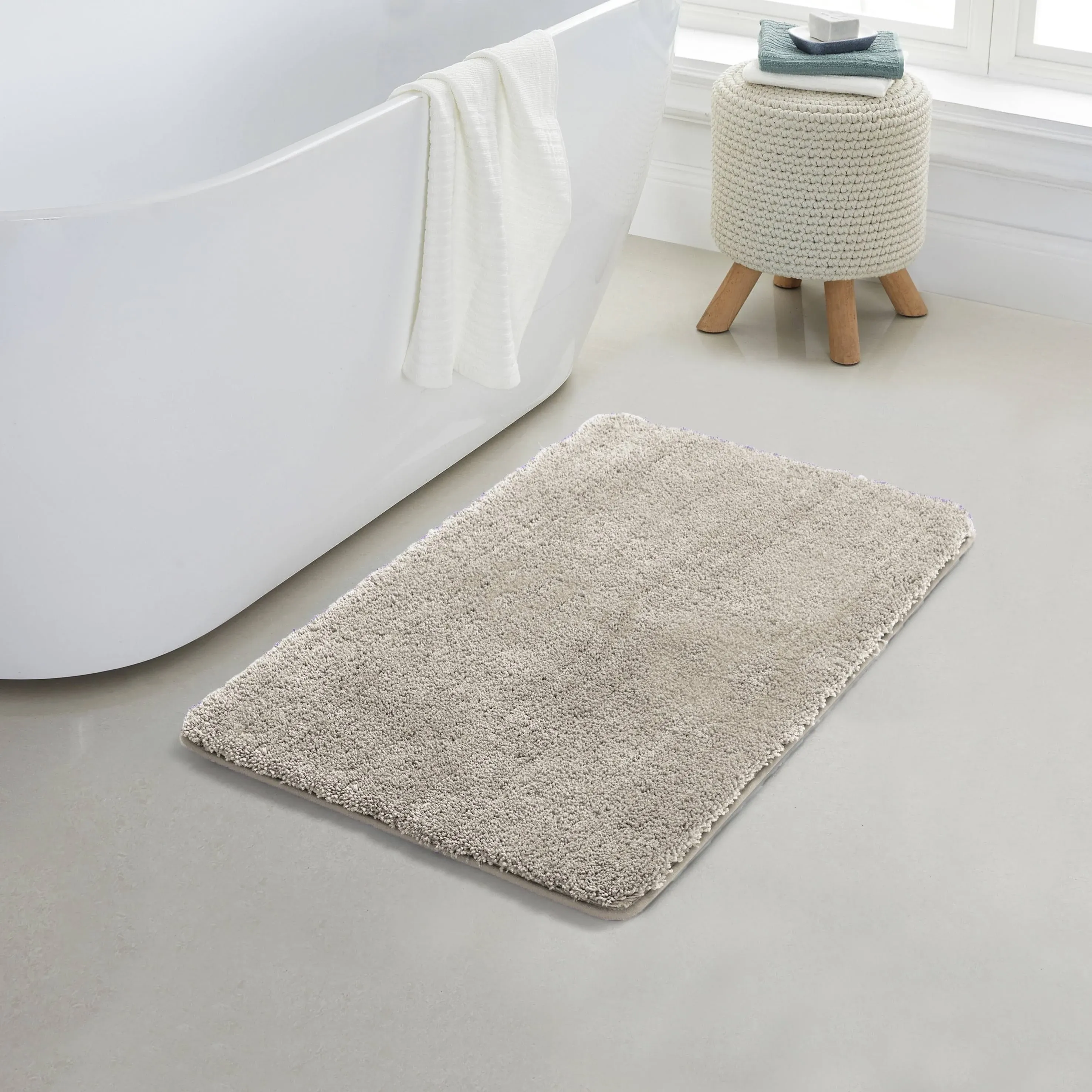 Yafa Home Fashion 1 Piece Solid Microfiber Soft Bathroom Rug, Non-Slip TPR Backing