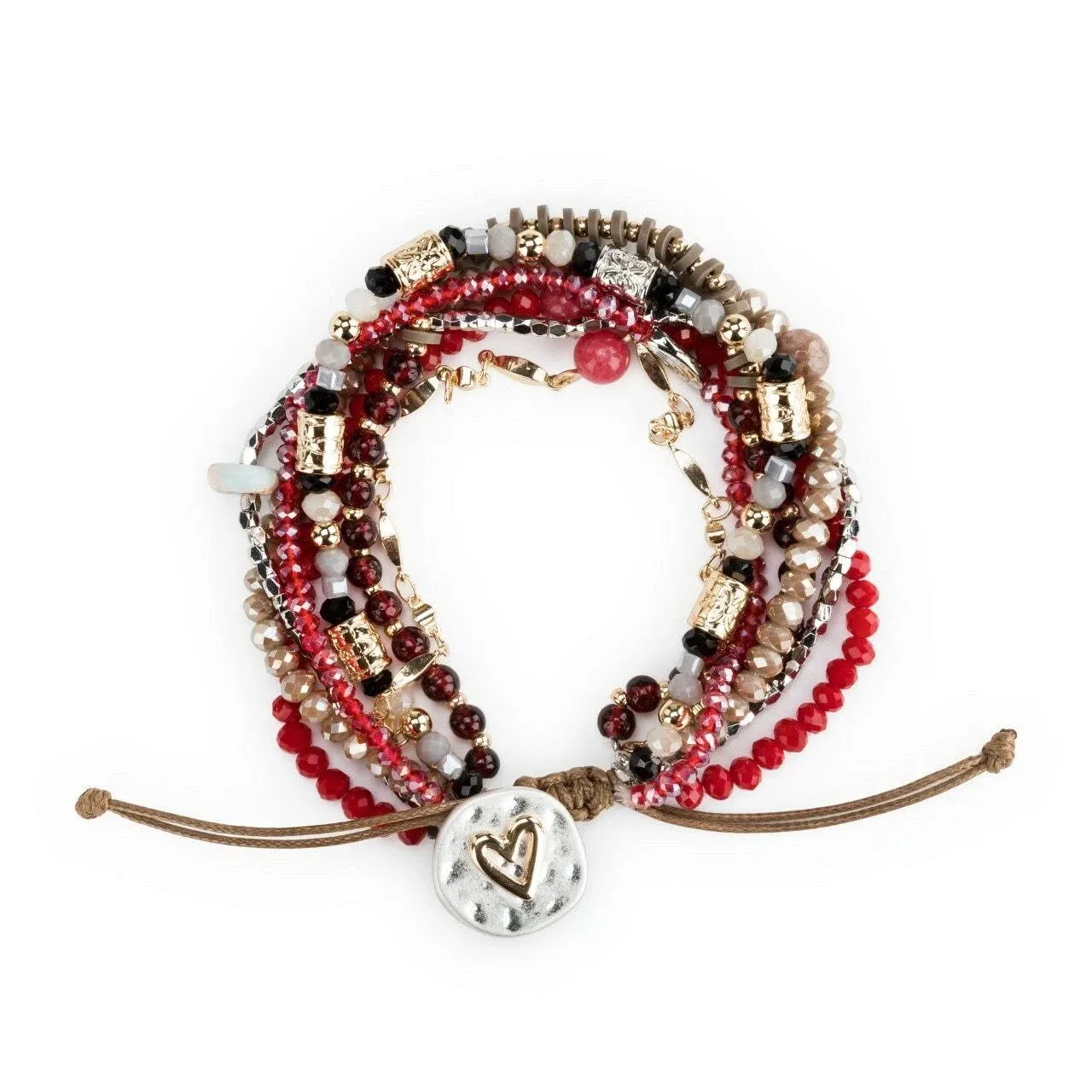 Garnet Beaded Heart Bracelet