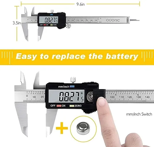 Adoric Digital Caliper - 0-6" Electronic Micrometer Tool