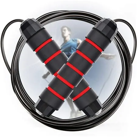 Jump Rope Ball Bearings Tangle-Free Rapid Speed Cable Skipping Rope Adjustable Jumping Ropes for Men Women and Kids