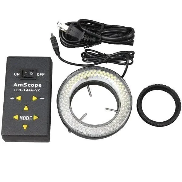 Amscope 144 LED Four-Zone Microscope Ring Light with Adapter