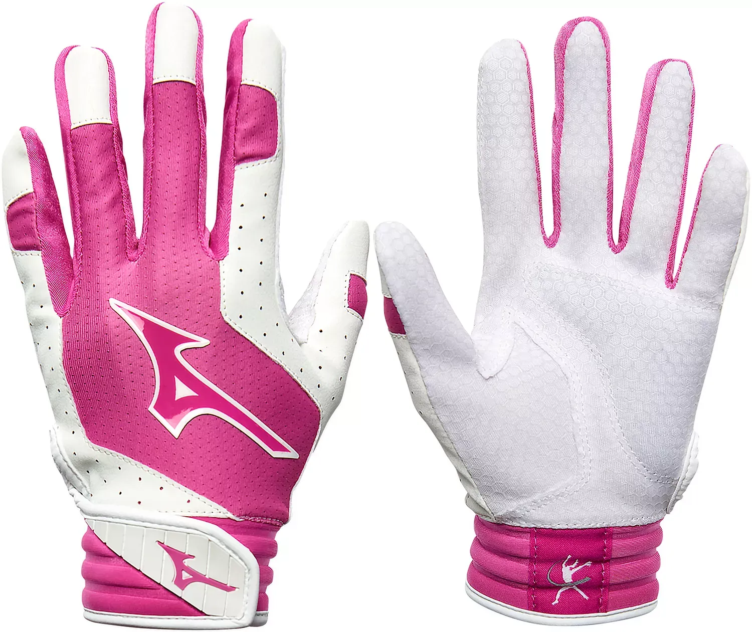 Mizuno Youth Finch Softball Padded Batting Gloves White/Pink X-Small