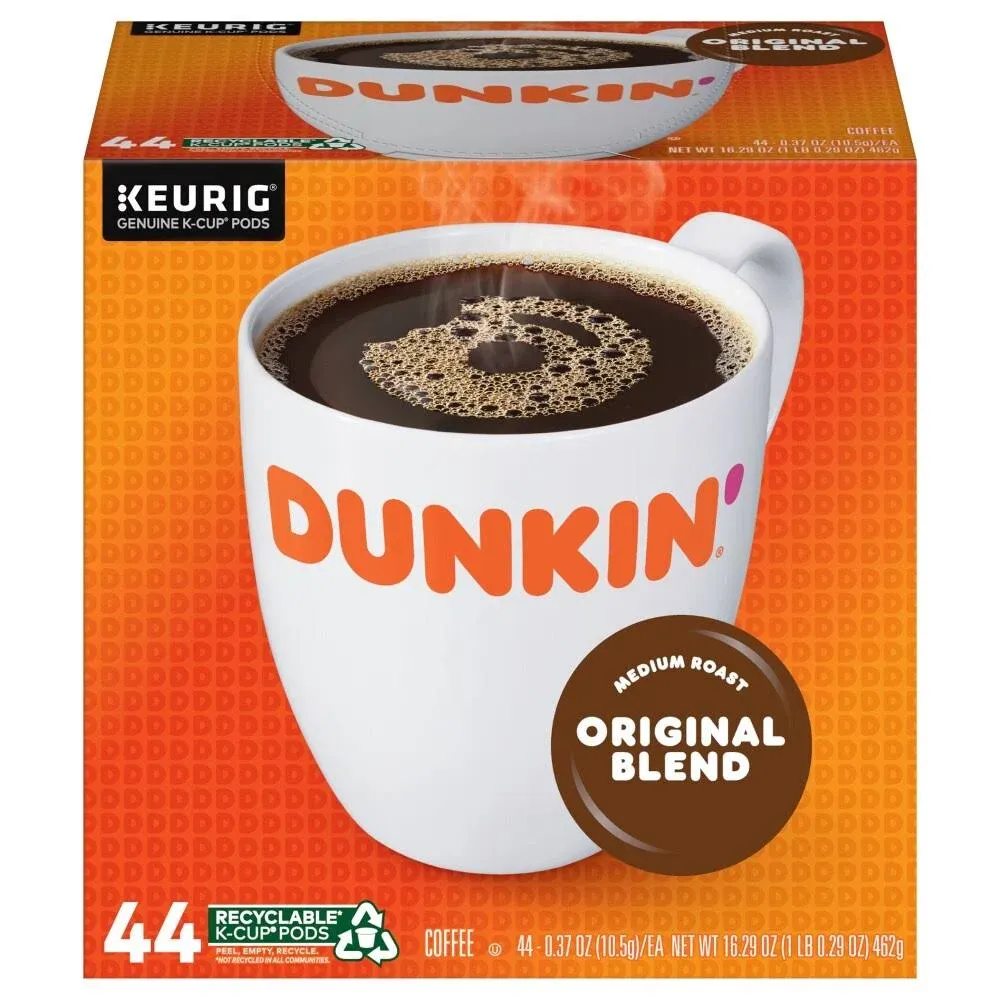 Dunkin Original Blend Medium Roast Coffee, 44 Keurig K-Cup Pods