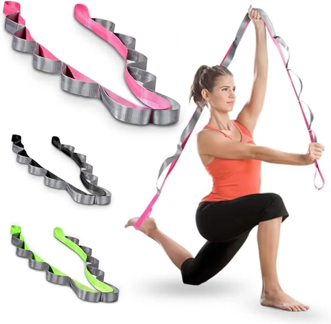 Acupoint Yoga Stretching Strap with Loops - 12-Loop Exercise Strap for Physical ...