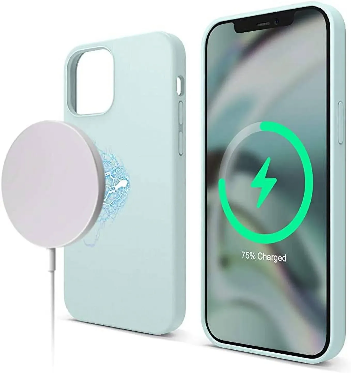 elago Magnetic Silicone Case Compatible with iPhone 12 & iPhone 12 Pro 6.1 inch - Built-in MagSafe Accessories Compatible (Mint)