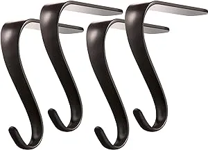 Boao 4 Pcs Christmas Stocking Holders Metal Mantel Stockings Hangers Classic Shelf Heavy Duty Stocking Garland Hangers for Counter Tables Window Fireplace Xmas Party Decoration (Black)