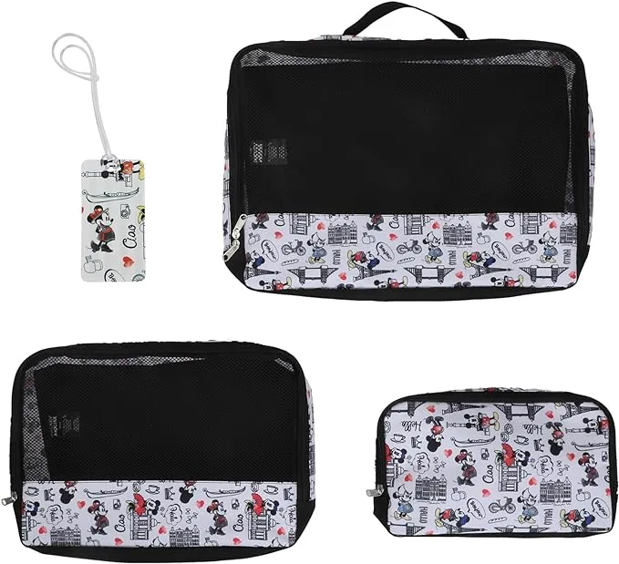 Mickey Mouse Mickey & Minnie in Paris 3-Pack Packing Cubes with Hang Tag