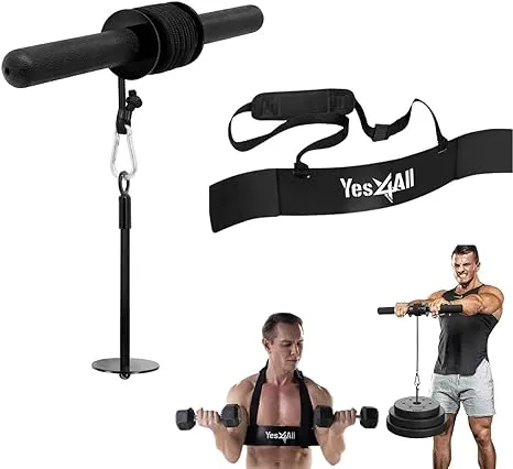 Yes4All Wrist and Forearm Blaster - Wrist Roller & Forearm Roller for Training, Workout - Wrist/Arm Blaster - Fit 1-inch Standard & 2-inch Olympic Weight Plates