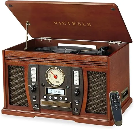 Victrola Aviator 7-in-1 Wooden Turntable with Bluetooth