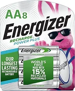 Energizer Rechargeable AA Batteries, Recharge Power Plus Double A Battery Pre-Charged, 8 Count