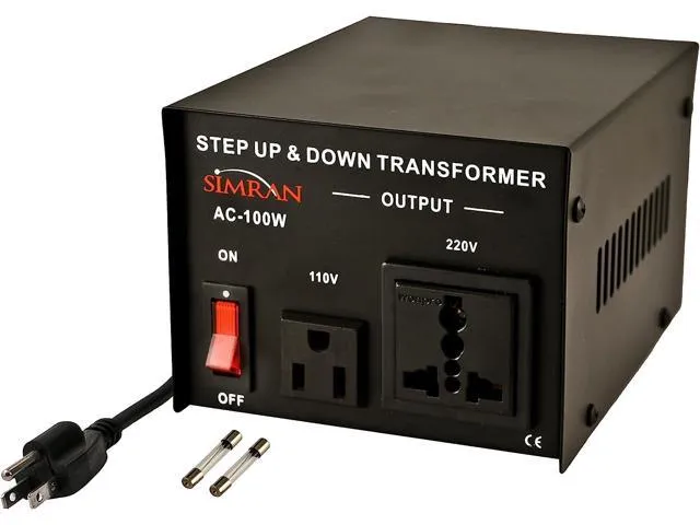 Simran AC-100 Voltage Power Converter Step up Down Transformer 110 Volt 220 Volt, 100 Watt, Black