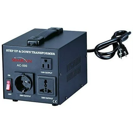 Simran Voltage Transformer 500 Watt Step Up and Down 110 Volt 220 Volt Power Converter Black (AC-500)