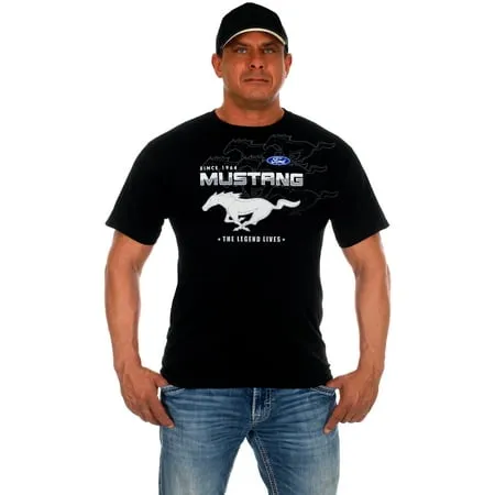 JH Design Men's Ford Mustang Collage Short Sleeve Crew Neck T-Shirt