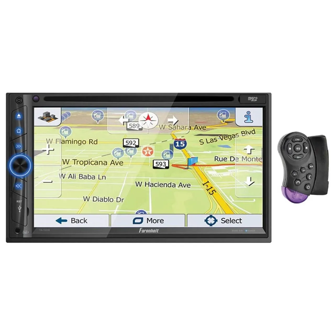 Farenheit 7" LCD Ddin Navigation InDash DVD Player Bluetooth Android Phonelink