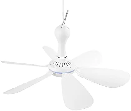 VizGiz Small USB Ceiling Fan DC 5V Hanging Fans for Power Bank Indoor Outdoor RV Bed Room Desk Boat Coop Travel Tent Canopy Cubicle Little Mini Portable 6 Detachable Blades Air Cooler CirculatorVizGiz Small USB Ceiling Fan DC 5V Hanging Fans for Pow…