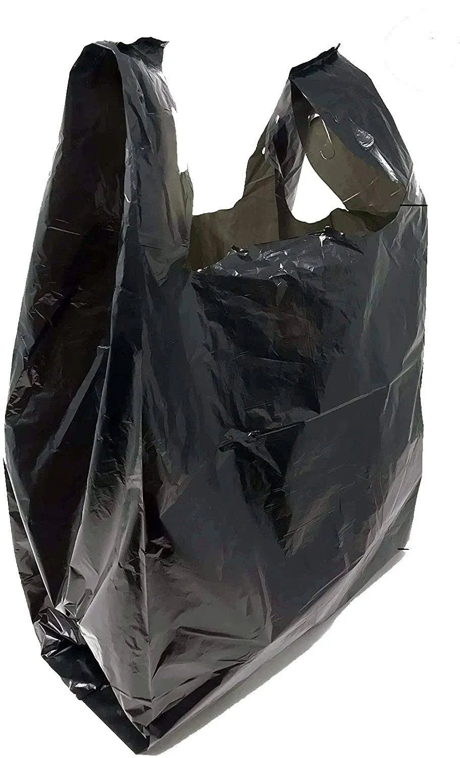 Homerite Grocery Shopping Plastic T-Shirt Bags Plain 12 x 7 x 21 (Black, 150)