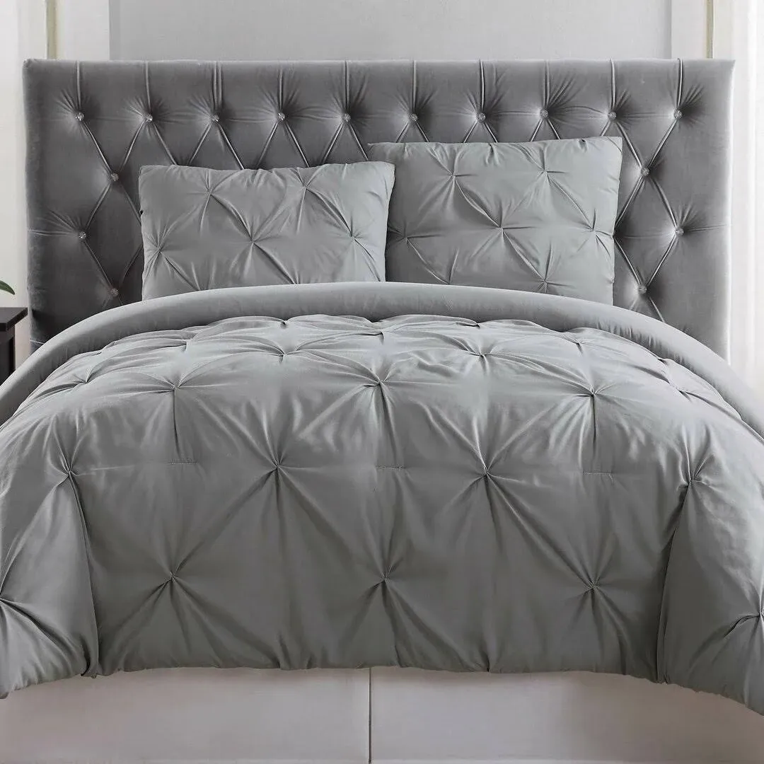 Truly Soft Pleated Duvet Set Grey Full/Queen