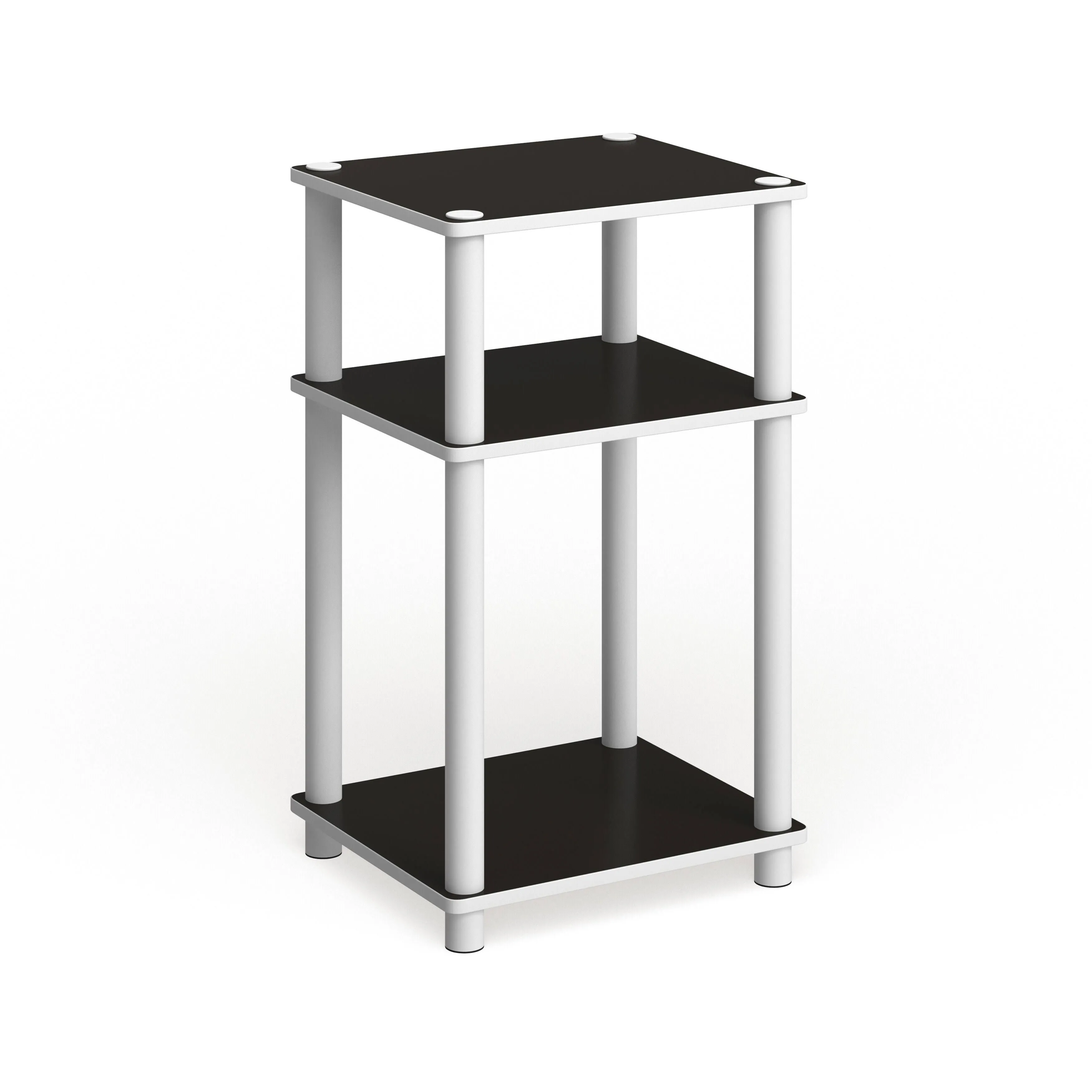 Furinno Just 3-Tier Turn-N-Tube End Table, 2-Pack, Americano/Chrome