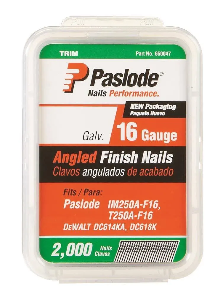 Paslode 650047 16 Gauge Galvanized Angled Finish Nail, 2"