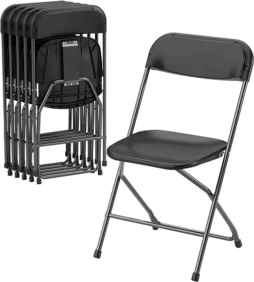 Allpop 5 Pack Plastic Folding Chair 300lb Capacity Portable Commercial Chair with ...