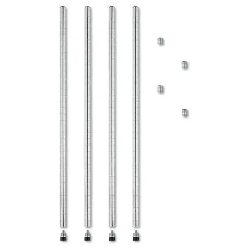 Alera Stackable Posts for Wire Shelving, Silver, 36" - 4 pack