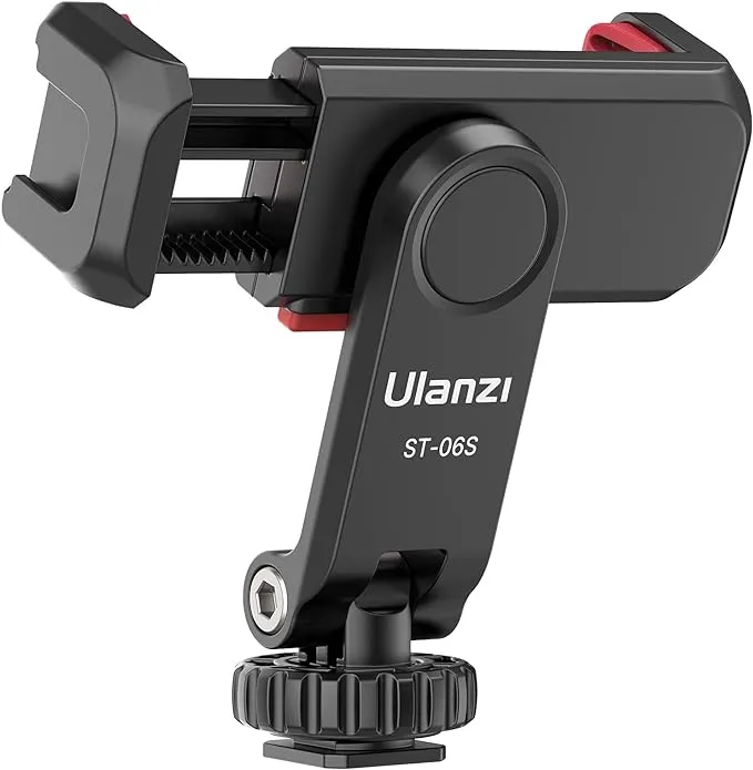 Phone Tripod Mount Holder for iPhone - ULANZI ST-06S Camera Hot 2 Cold Shoe Phone Mount Compatible for iPhone Android Sony Canon DJI Ronin S/SC Zhiyun Gimbals