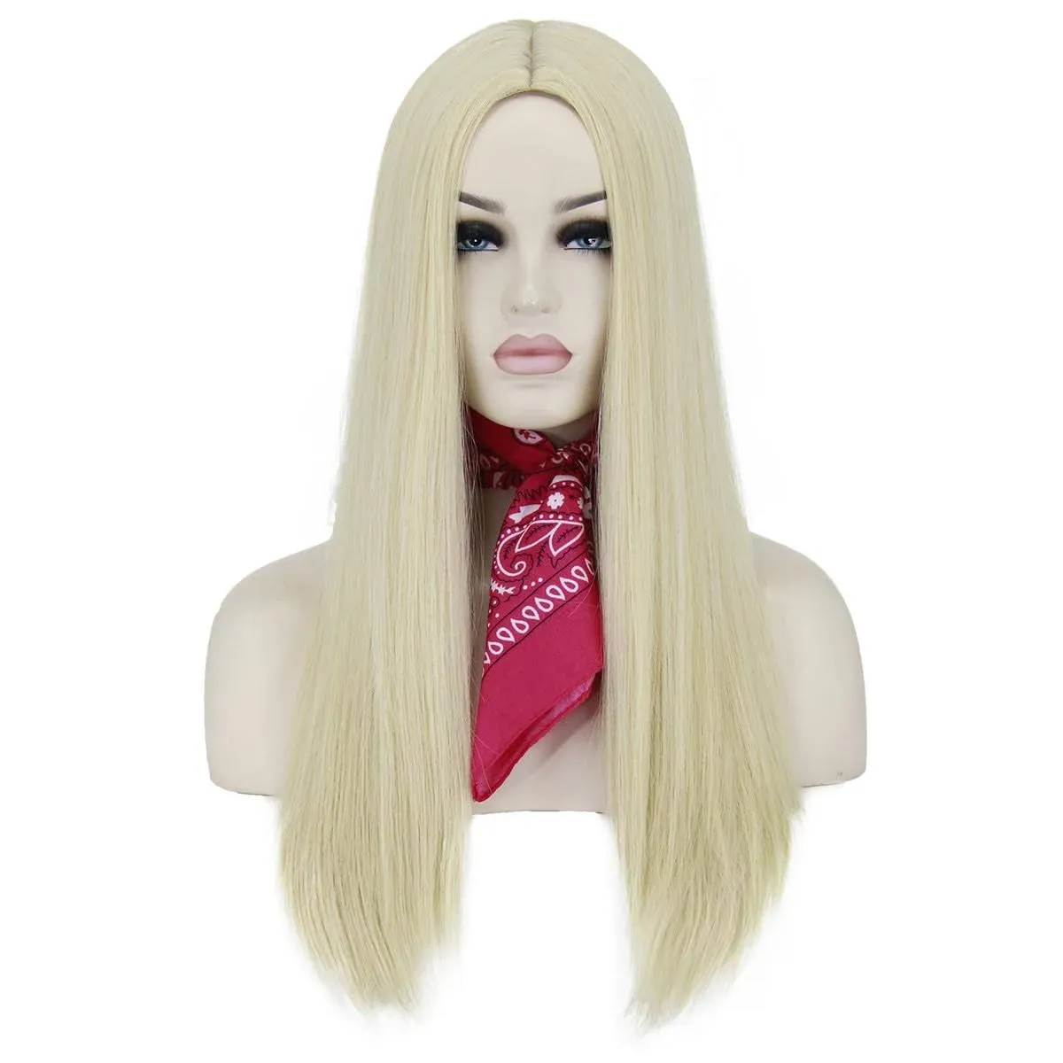 Shecool Long Blonde Wigs for Women Cowgirl Costume Weird Wig Blonde Straight Wig ...