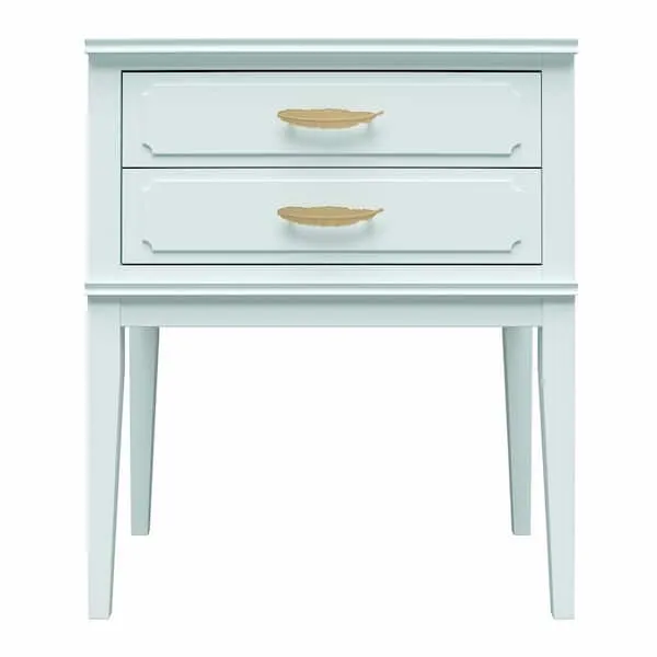 Stella 23.6 in. Sky Blue Accent Table with 2-Drawers