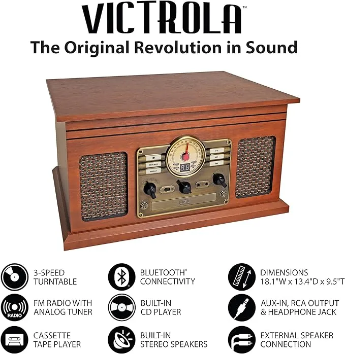 Victrola - Bluetooth Stereo Audio System - Mahogany