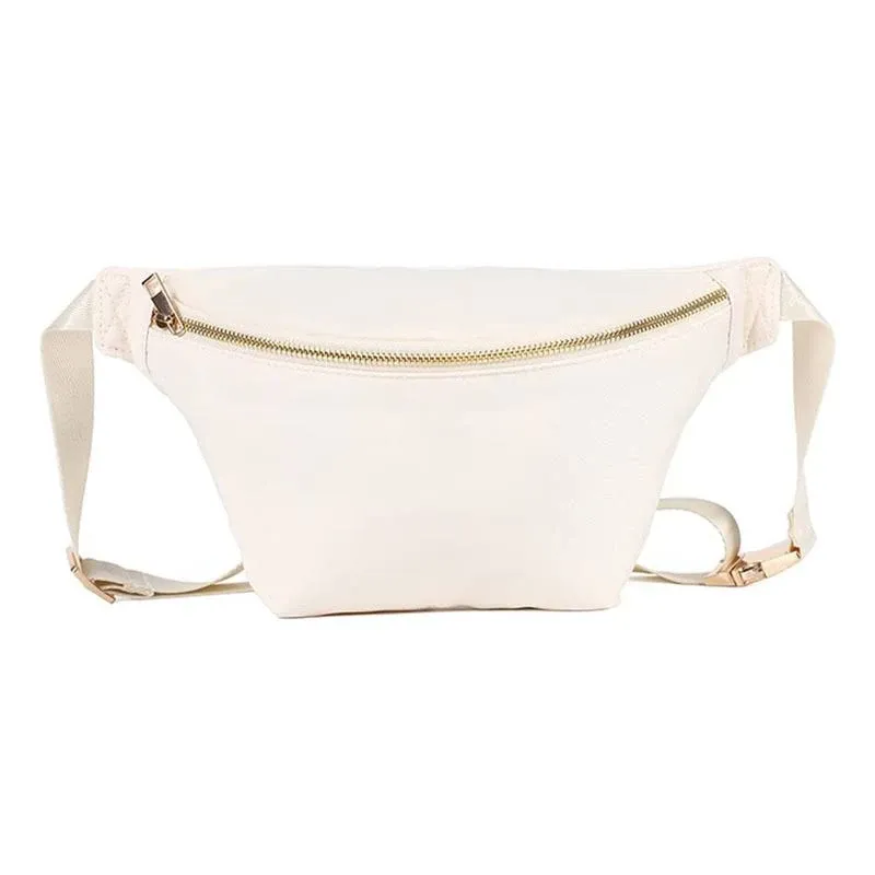 Large Fanny Pack Nylon Waist for Women Men Crossbody Bag Everywhere Belt Beige