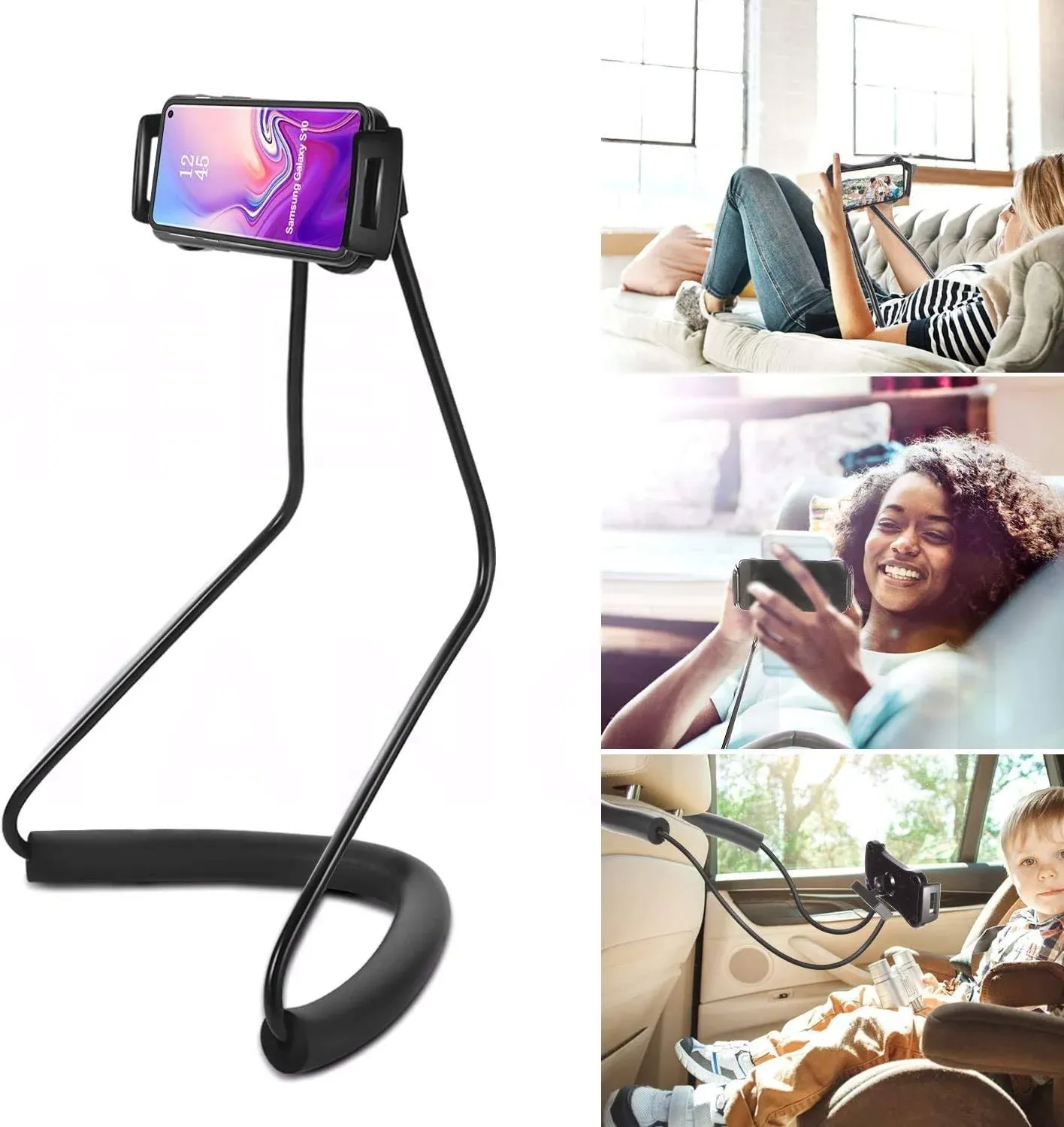  Lazy Neck Phone Holder,Cell Phone Stand for Bed Around Neck,Hand Free Clip