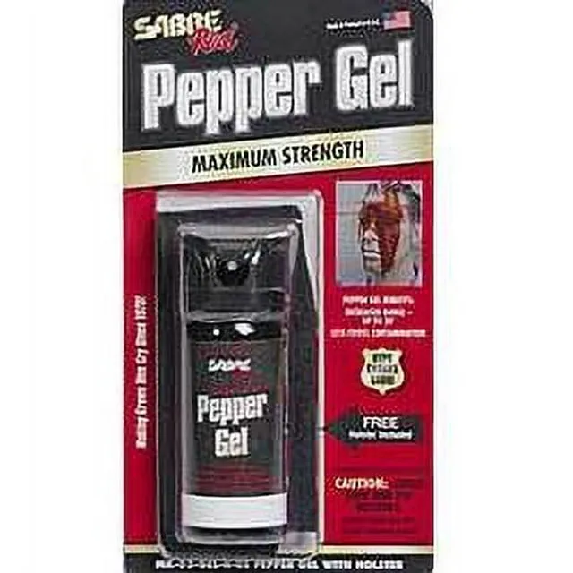 SABRE Tactical Pepper Gel с кобурой на поясе для удобства переноски, аэрозольный баллончик максимальной полицейской силы, быстрый доступ, откидная крышка, тактический дизайн для профессионалов в области безопасности, 1,8 жидких унций