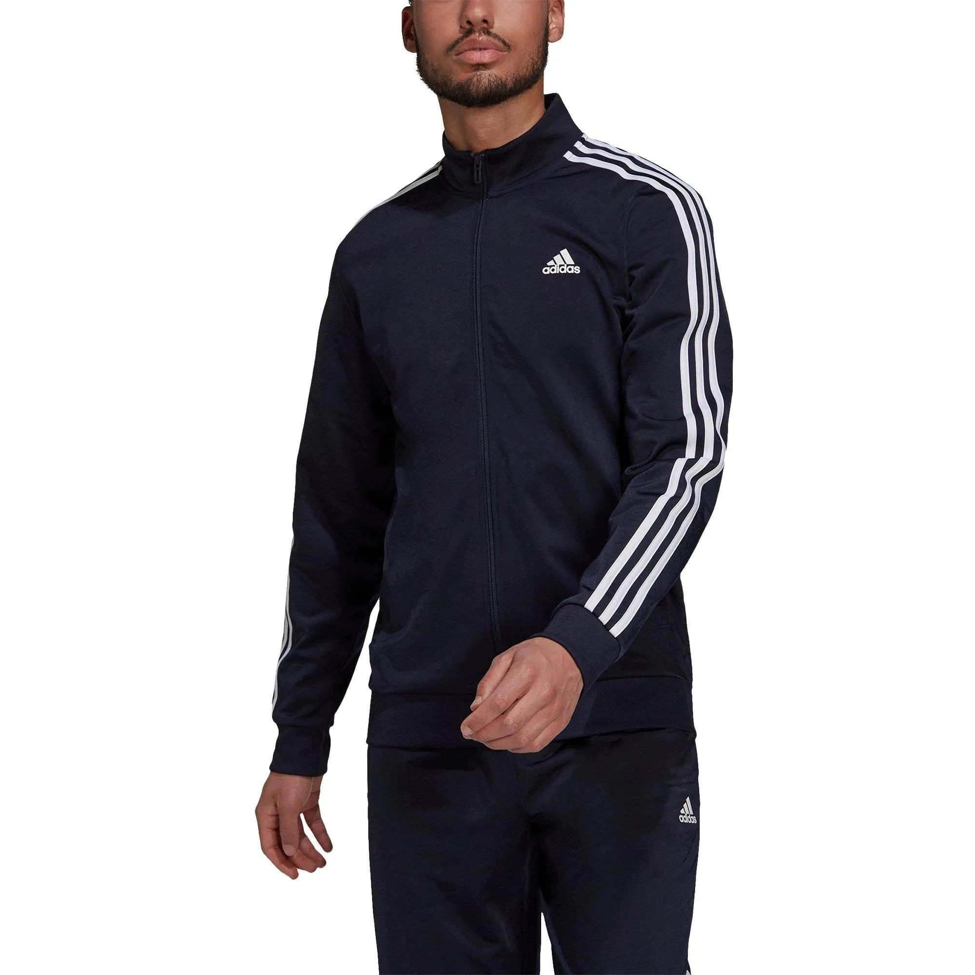 Adidas Men's Warm-Up Tricot Regular 3-Stripes Track Jacket, Legend Ink/White / XL