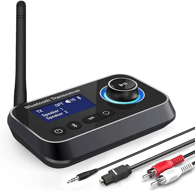 Ainostone Bluetooth 5.0 Transmitter Receiver for 2 Headphones 2-in-1 Audio ...