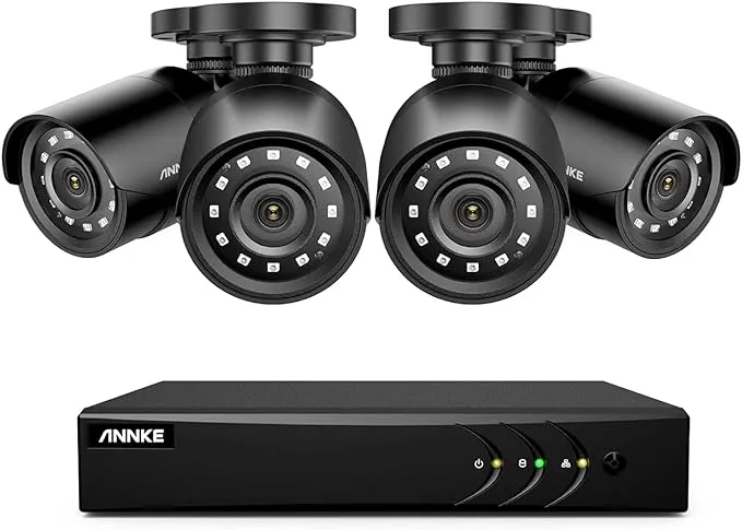 ANNKE 8CH Wired Outdoor Security Camera System with AI Human/Vehicle Detection, 5MP Lite H.265+ CCTV DVR Recorder and 4 x 1080P Surveillance Cameras, Email Alert with Snapshots, No Hard Drive