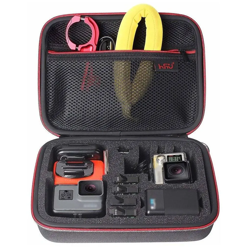 Hsu Middle Protective Carrying Case for GoPro Hero 6, 6, 4, +LCD, Black, Silver, 