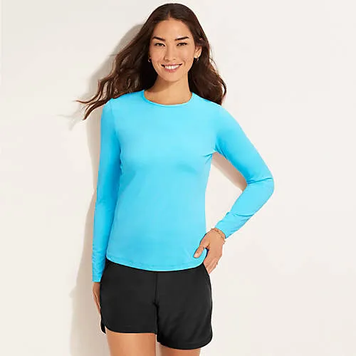 Women's Crew Neck Long Sleeve Rash Guard UPF 50 Sun Protection Modest Swim Tee